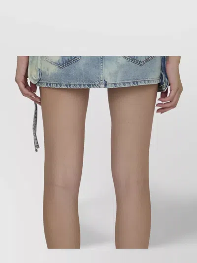 Attico Distressed Miniskirt With Multi-pocket Design And Belt Loops In Blue