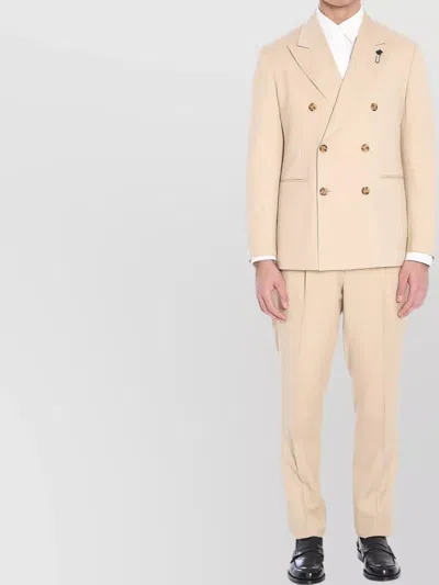 Lardini Suit Double-breasted Peak Lapels In Neutral
