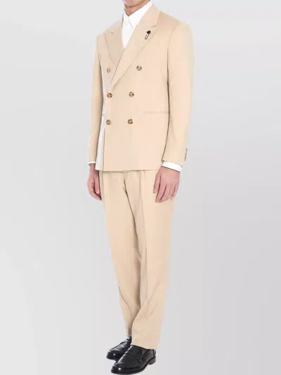Lardini Suit Double-breasted Peak Lapels In Neutral
