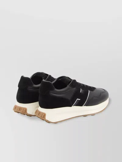 Hogan Leather-panelled Sneakers In Black