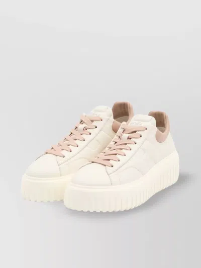Hogan Chunky Platform Sneakers With Smooth And Textured Uppers In White