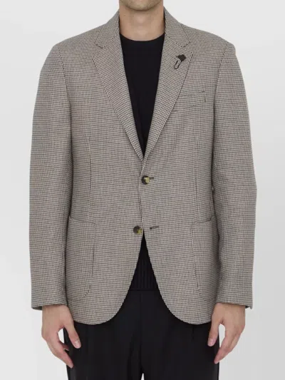 Lardini Houndstooth Jacket In Brown
