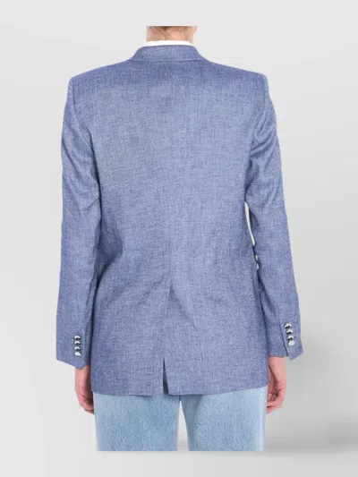 Tagliatore Double-breasted Cotton Jacket With Structured Shoulders In Blue