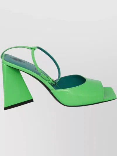Attico Fluorescent Pink Slingback With Pyramid Heel And Square Toe In Green