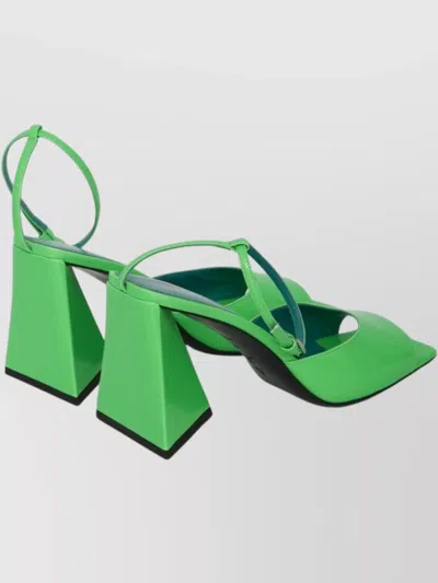 Attico Fluorescent Pink Slingback With Pyramid Heel And Square Toe In Green