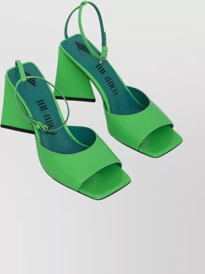 Attico Fluorescent Pink Slingback With Pyramid Heel And Square Toe In Green