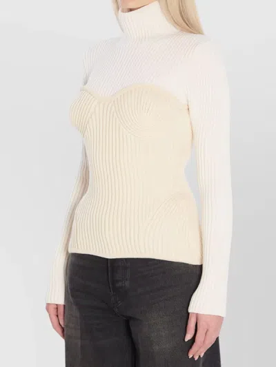 Jean Paul Gaultier Ribbed Corset Sweater In Neutral