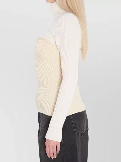 Jean Paul Gaultier Ribbed Corset Sweater In Neutral