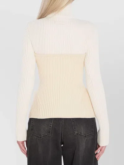 Jean Paul Gaultier Ribbed Corset Sweater In Neutral