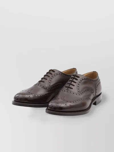 Church's Almond Toe Leather Sole Brogue Detailing In Brown