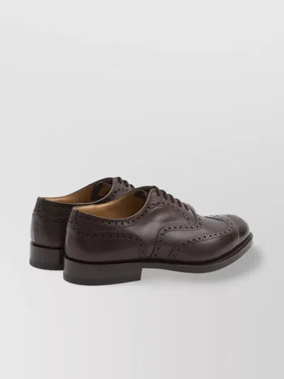 Church's Almond Toe Leather Sole Brogue Detailing In Brown