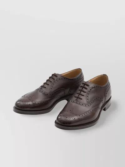 Church's Almond Toe Leather Sole Brogue Detailing In Brown