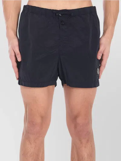 Stone Island Slim Fit Swim Trunks With Compass Patch In Black