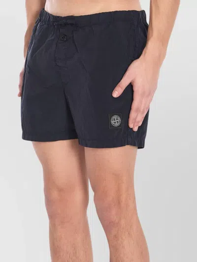 Stone Island Slim Fit Swim Trunks With Compass Patch In Black