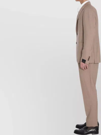 Tagliatore Men Two-piece Suit In Wool And Silk Blend In Brown