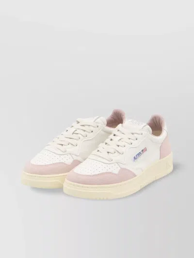 Autry Medalist Low Leather And Suede White And Powder Sneakers In Multi