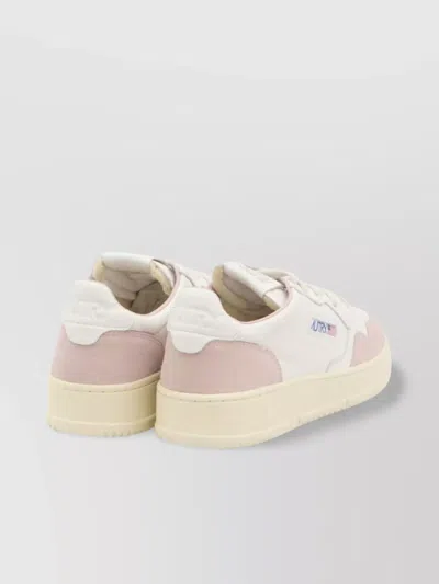 Autry Medalist Low Leather And Suede White And Powder Sneakers In Multi