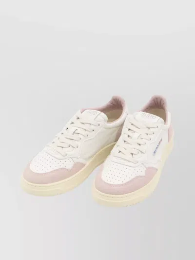 Autry Medalist Low Leather And Suede White And Powder Sneakers In Multi