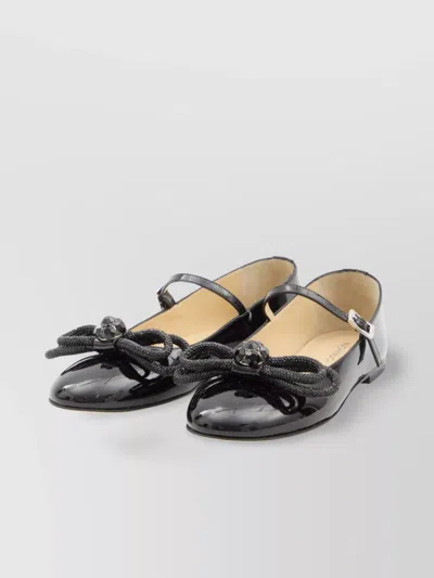 Mach&mach Patent Leather Mary Jane Ballet Flats With Jeweled Bow