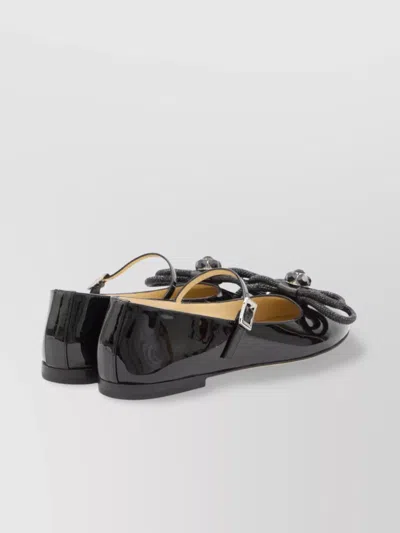 Mach&mach Patent Leather Mary Jane Ballet Flats With Jeweled Bow