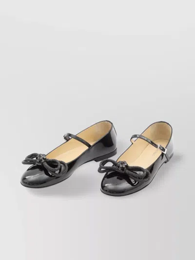 Mach&mach Patent Leather Mary Jane Ballet Flats With Jeweled Bow