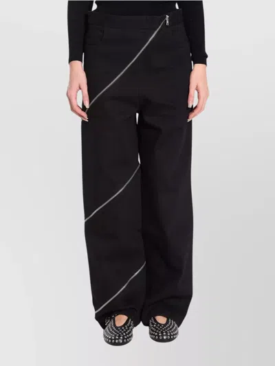 Alaïa Ribbed Knit High Neck Bodysuit With Zipper In Black