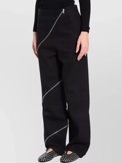 Alaïa Ribbed Knit High Neck Bodysuit With Zipper In Black