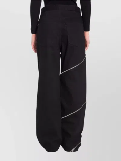 Alaïa Ribbed Knit High Neck Bodysuit With Zipper In Black