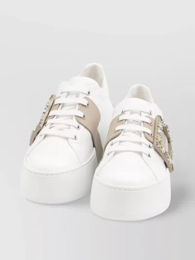 Roger Vivier Leather High-top Sneakers Crystal Buckle