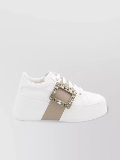 Roger Vivier Leather High-top Sneakers Crystal Buckle