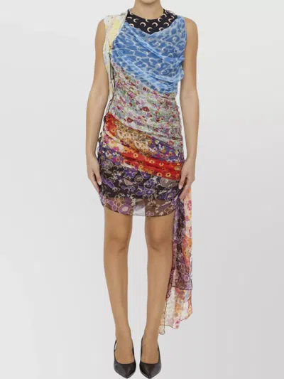 Marine Serre Scarves Draped Dress In Multi