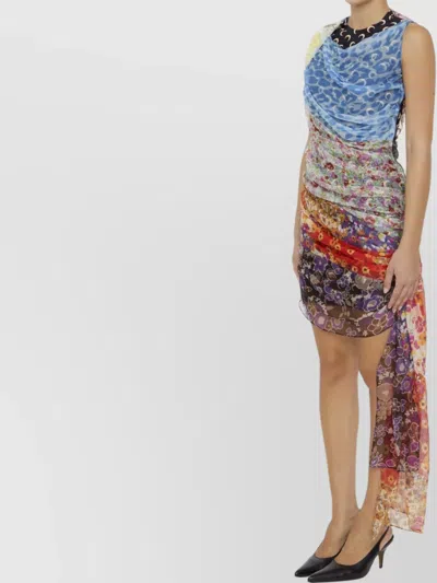 Marine Serre Scarves Draped Dress In Multi