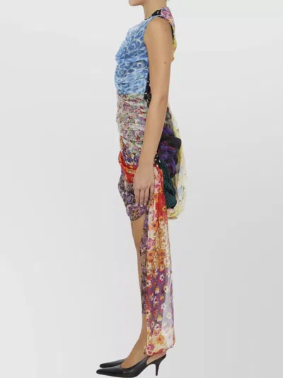 Marine Serre Scarves Draped Dress In Multi