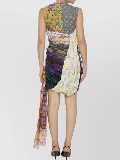 Marine Serre Scarves Draped Dress In Multi