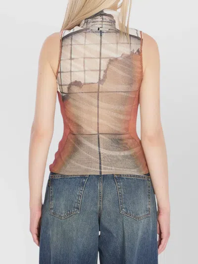 Jean Paul Gaultier Printed Tulle The Fire Tank Top In Neutral