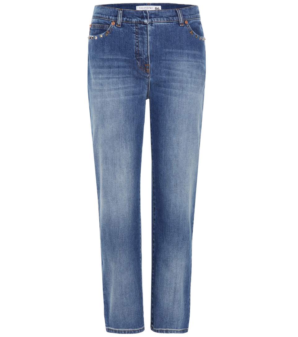 valentino rockstud denim