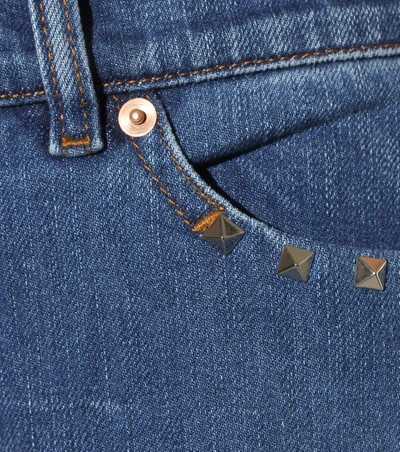 Shop Valentino Rockstud Denim Jeans In Blue