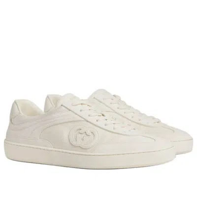 Gucci G74 Gg Suede & Fabric Sneakers In White