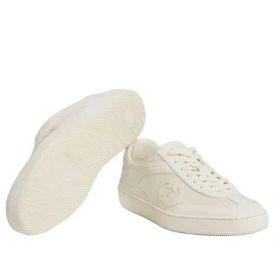 Gucci G74 Gg Suede & Fabric Sneakers In White