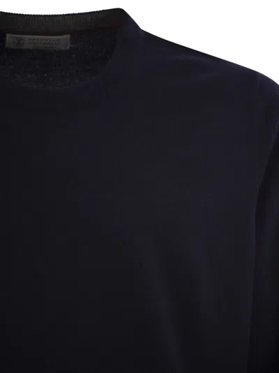 Brunello Cucinelli Cashmere And Silk Lightweight Sweater In Blue