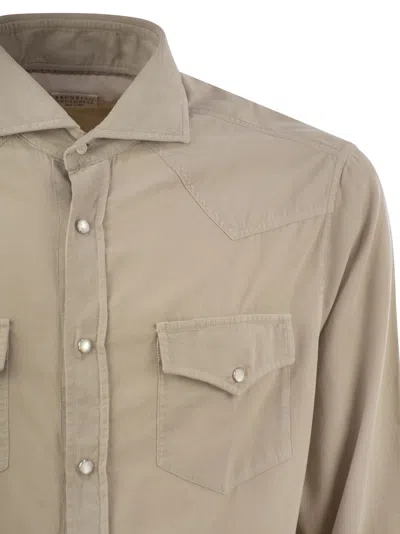 Brunello Cucinelli Easy Fit Corduroy Shirt In Neutral