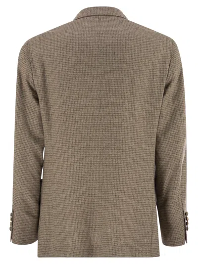 Brunello Cucinelli Men One-and-a-half Breasted Deconstructed Jacket In Checked Flannel In White