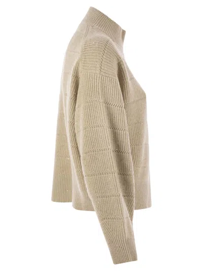 Brunello Cucinelli Cashmere And Wool Turtleneck Sweater In Brown
