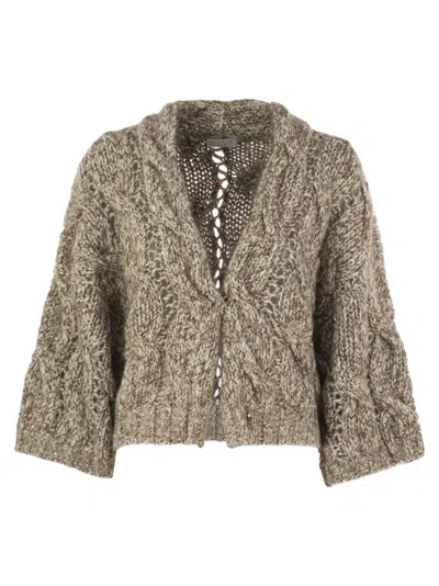 Brunello Cucinelli Chunky Knit Cardigan In White