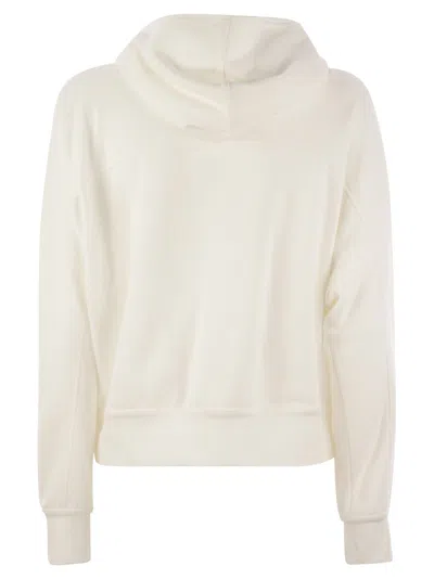 Brunello Cucinelli White Sweatshirt With Fixed Hood And Logo Patch On The Front In Cotton Blend Woman In White