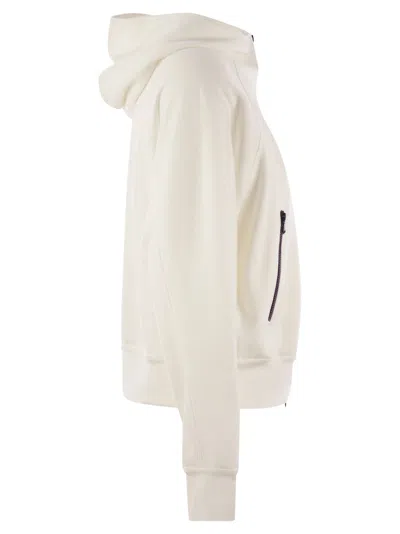 Brunello Cucinelli White Sweatshirt With Fixed Hood And Logo Patch On The Front In Cotton Blend Woman In White