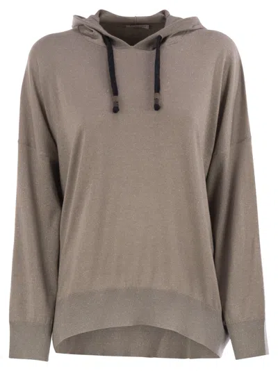 Brunello Cucinelli 'shimmer' Sweat À Capuche In Gray