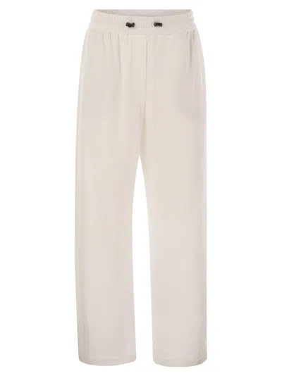 Brunello Cucinelli Cotton Joggers With Drawstring And Pockets In White