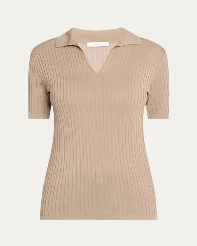 The Row Kaiomi Ribbed Short-sleeve Top In Brown