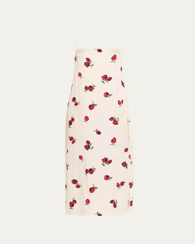 Khaite Sicily Floral-print Silk Midi Slip Dress In White